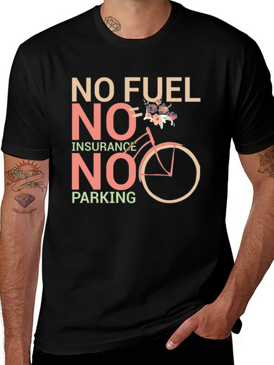 Eco-Friendly Black T-Shirt: No Fuel Insurance Parking