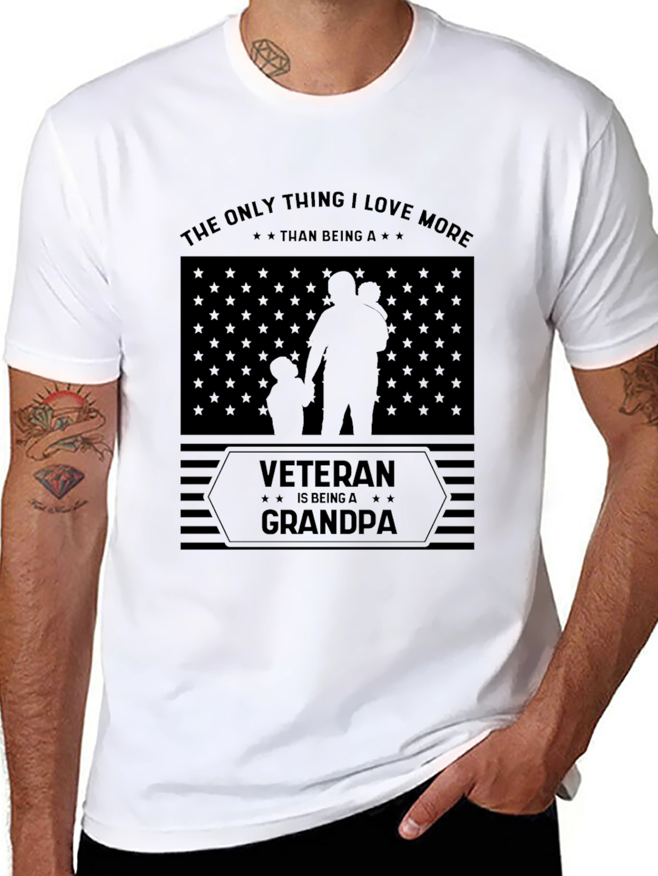 Veteran Grandpa Graphic Tee - Patriotic Gift
