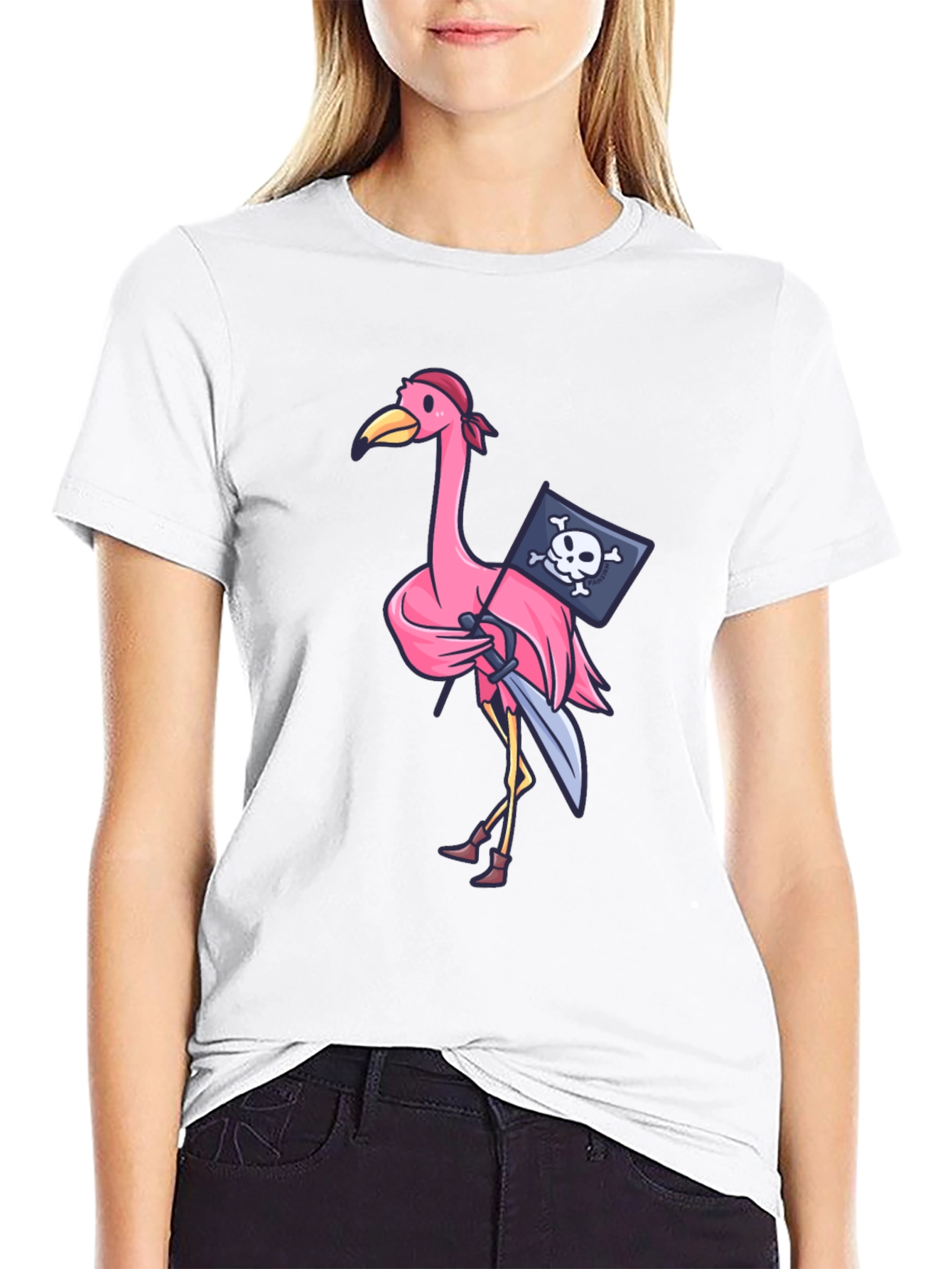 Pirate Flamingo T-Shirt - Novelty Graphic Tee