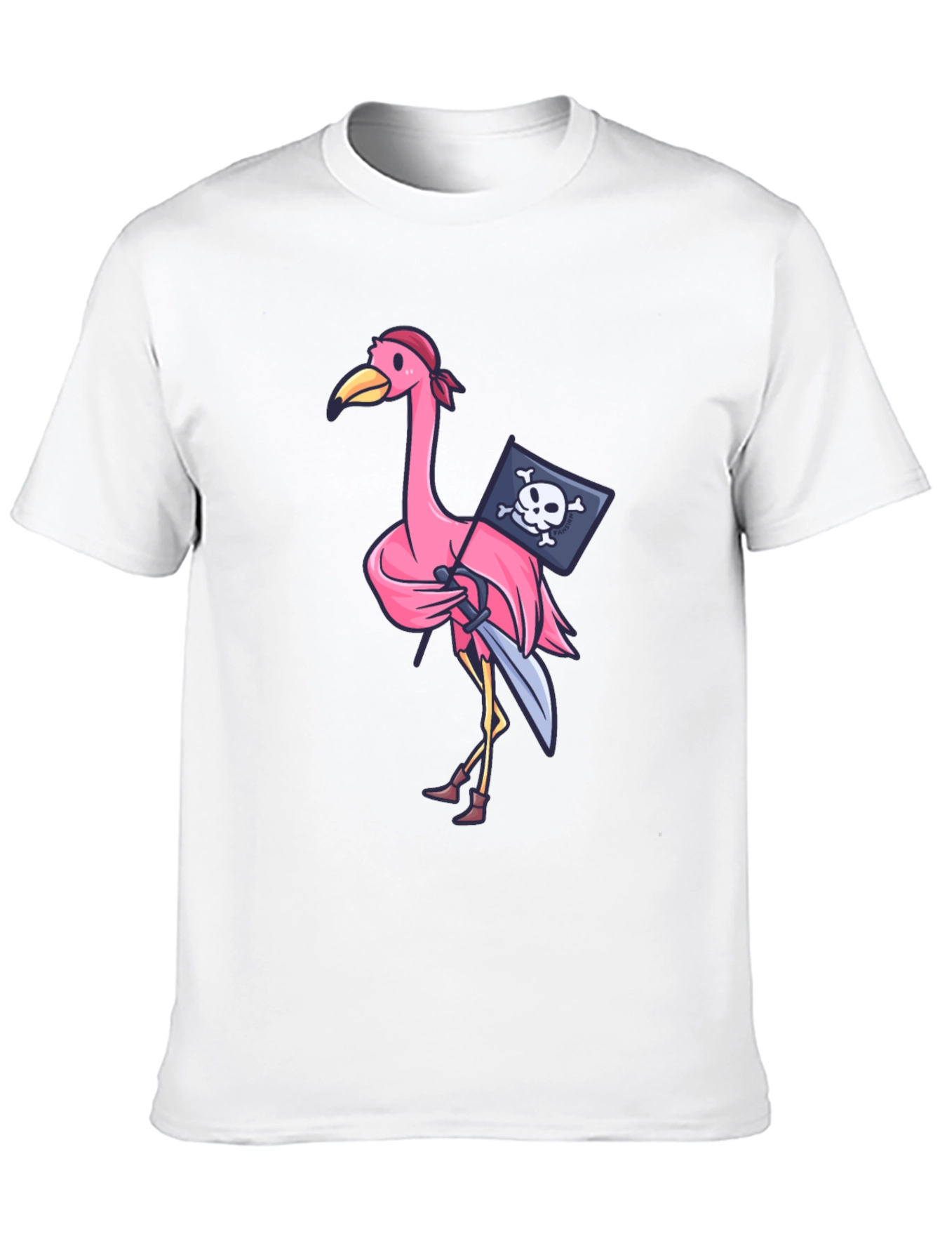 Pirate Flamingo T-Shirt - Novelty Graphic Tee