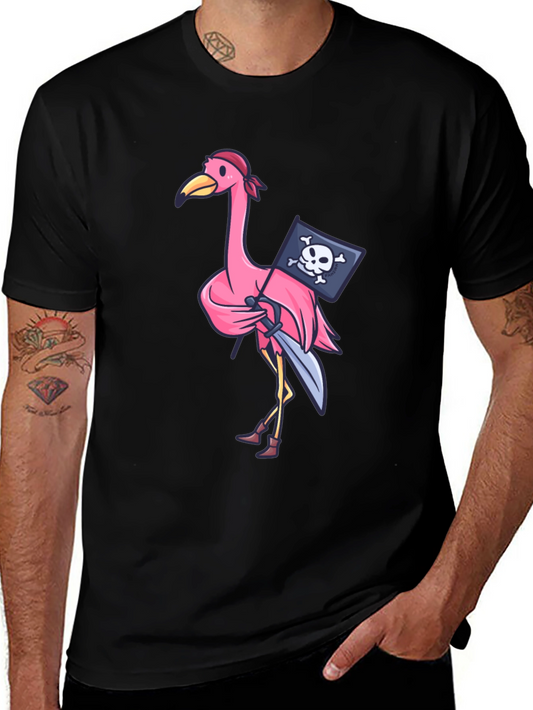 Pirate Flamingo T-Shirt - Novelty Graphic Tee