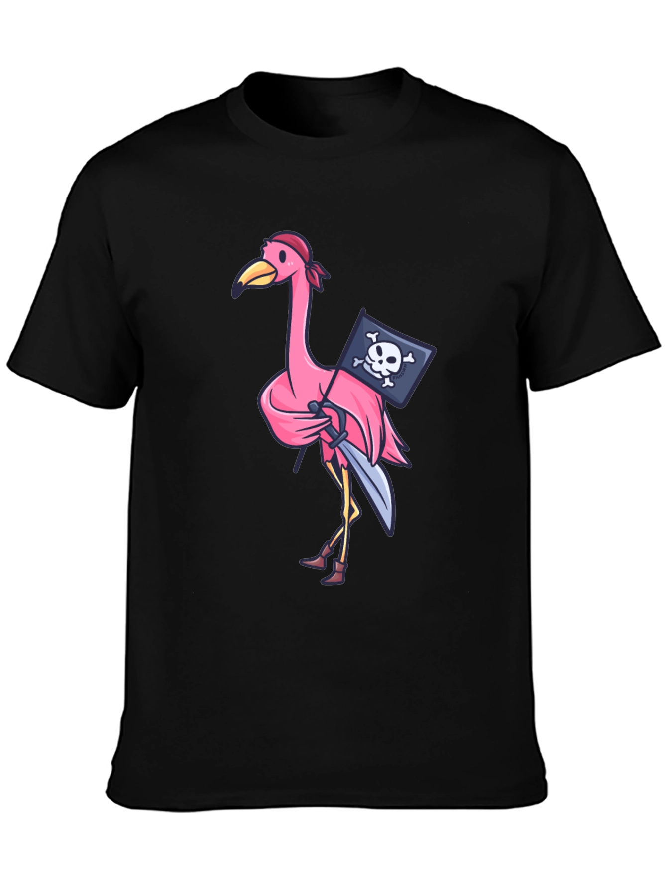 Pirate Flamingo T-Shirt - Novelty Graphic Tee