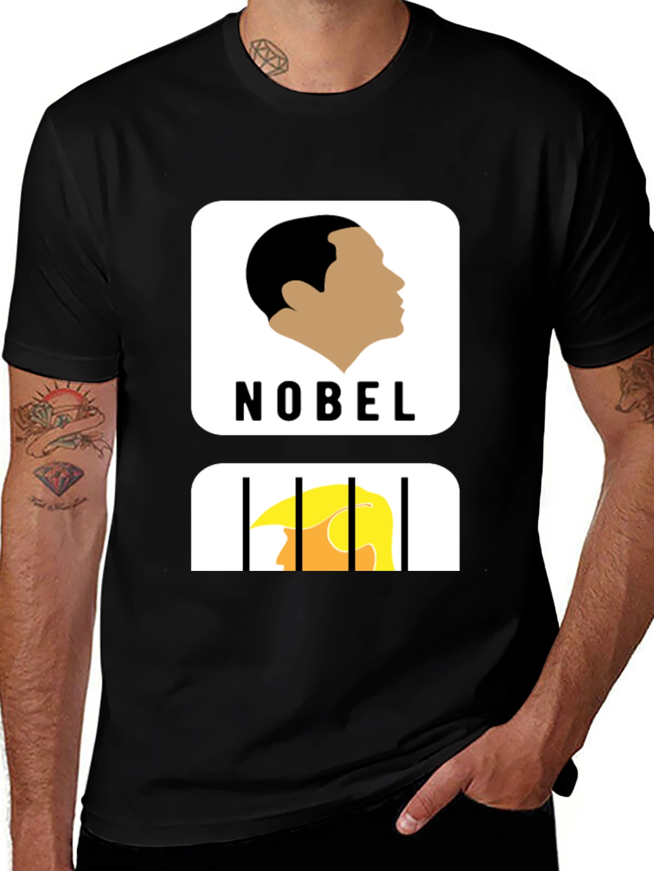 Political Humor T-Shirt: Nobel Winner vs. Jail