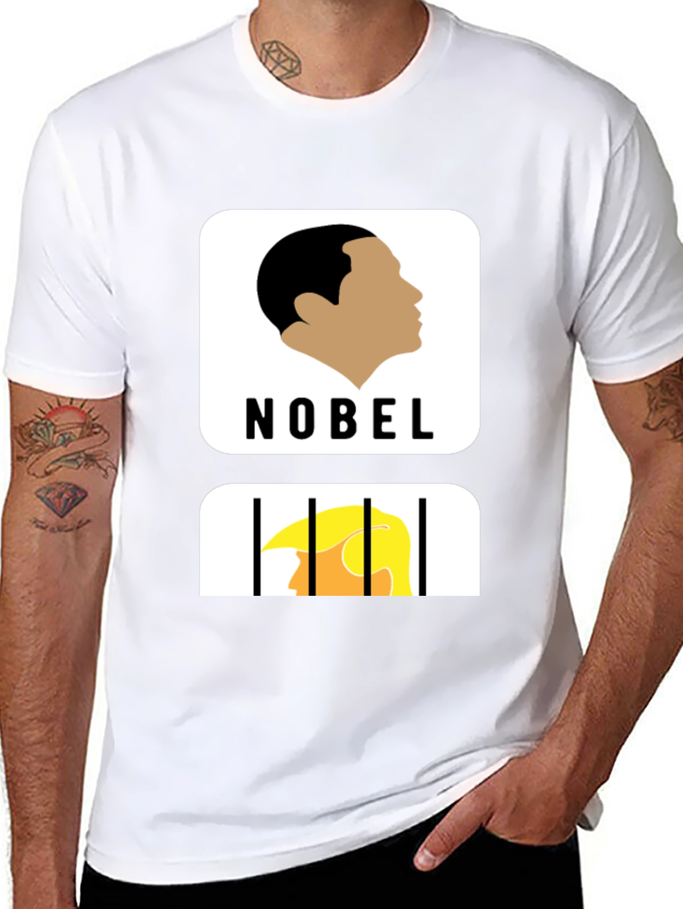 Political Humor T-Shirt: Nobel Winner vs. Jail