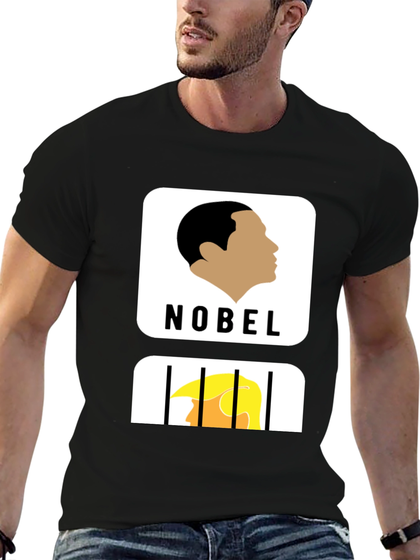 Political Humor T-Shirt: Nobel Winner vs. Jail