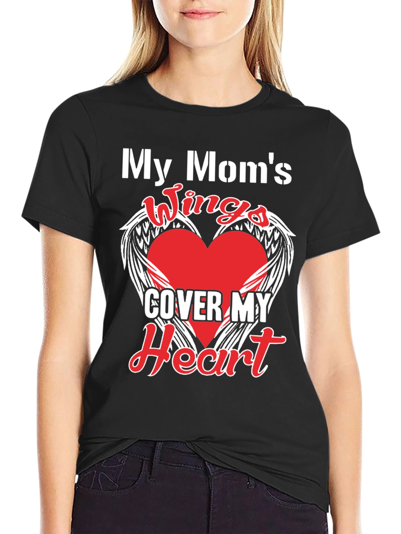 My Moms Wings Cover My Heart Graphic T-Shirt