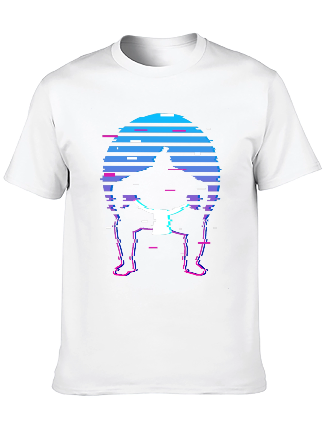 Retro Sumo Wrestler T-Shirt - Glitch Style