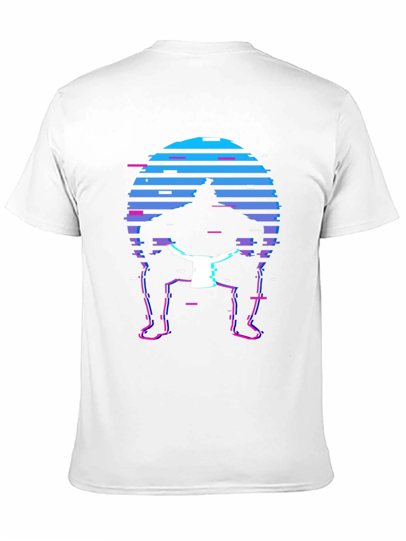 Retro Sumo Wrestler T-Shirt - Glitch Style