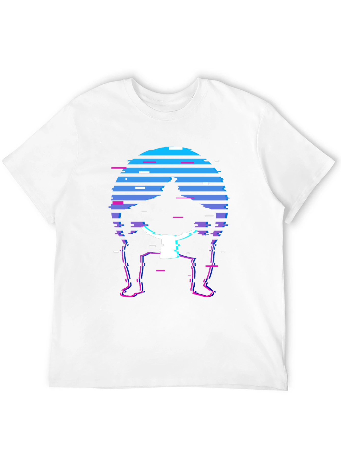 Retro Sumo Wrestler T-Shirt - Glitch Style