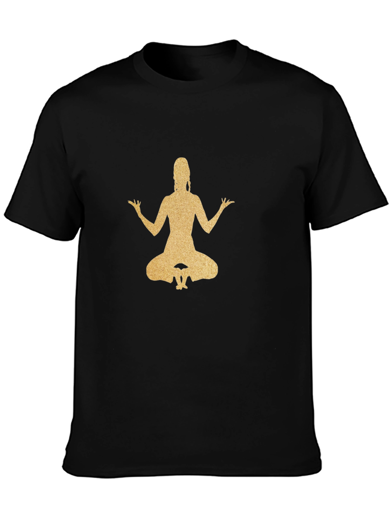 Meditating Woman Graphic Tee - Black Cotton Blend