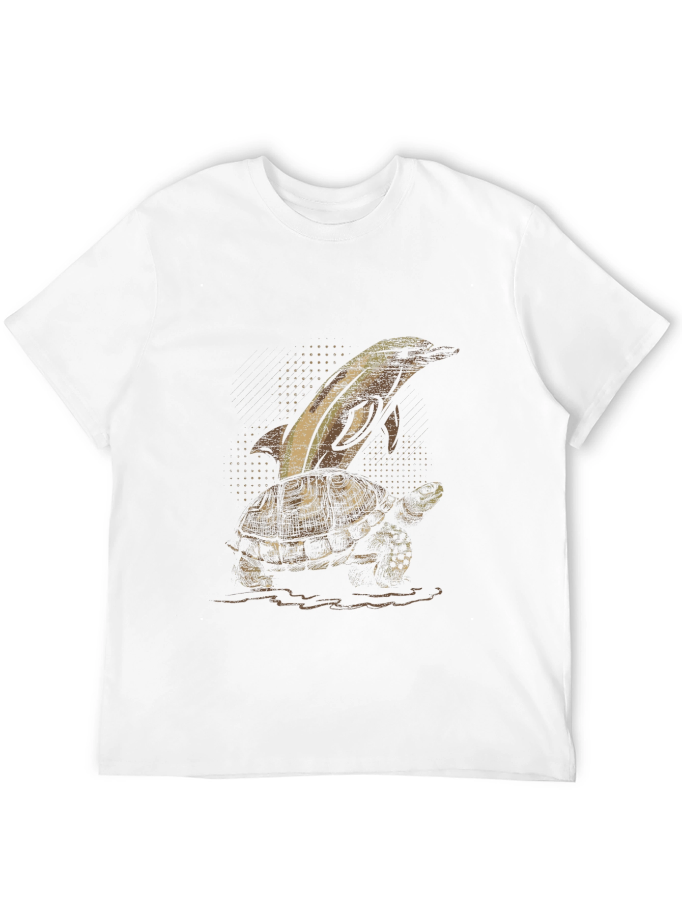 Dolphin Turtle Graphic Tee - Black Cotton T-Shirt