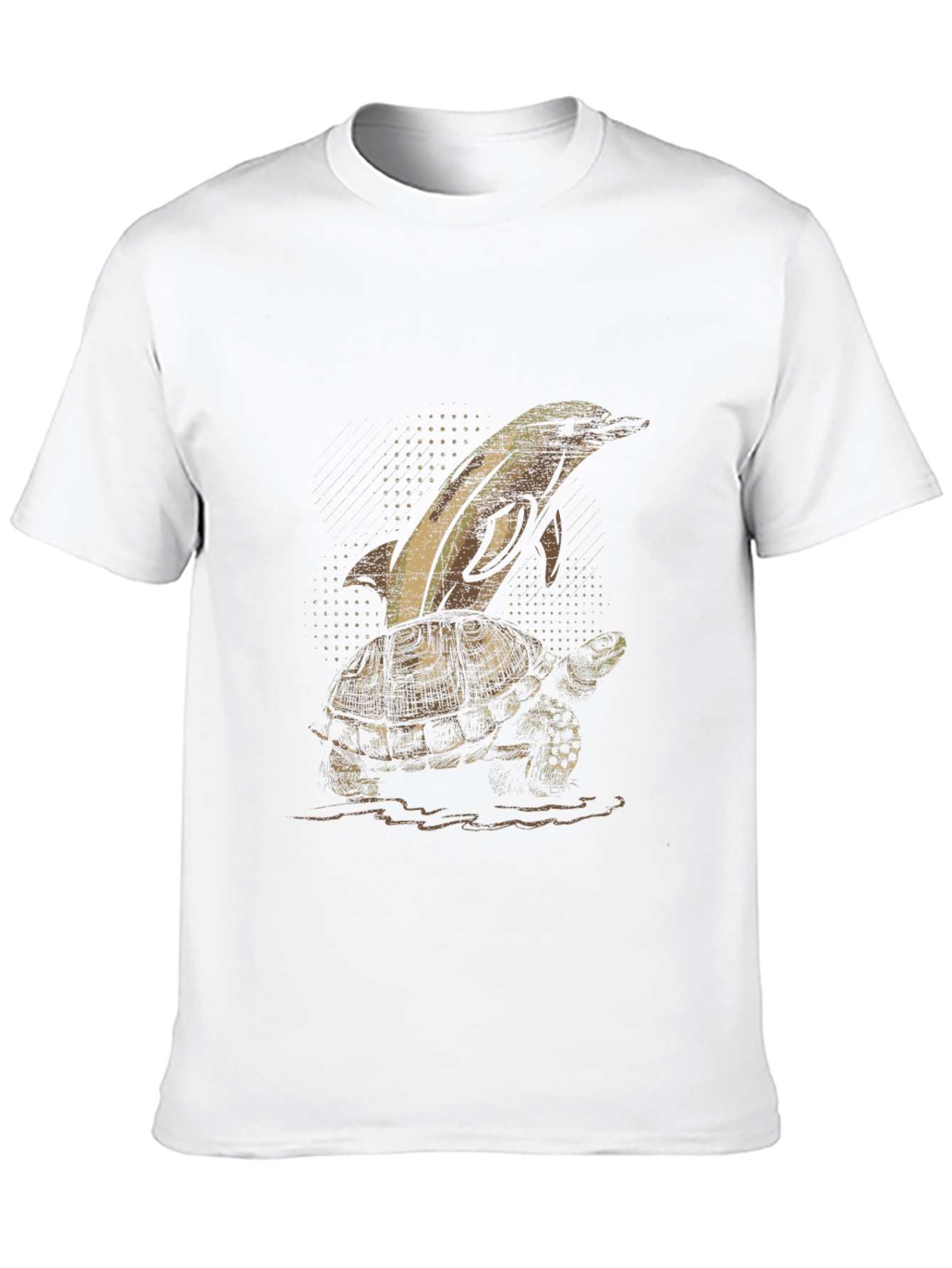 Dolphin Turtle Graphic Tee - Black Cotton T-Shirt