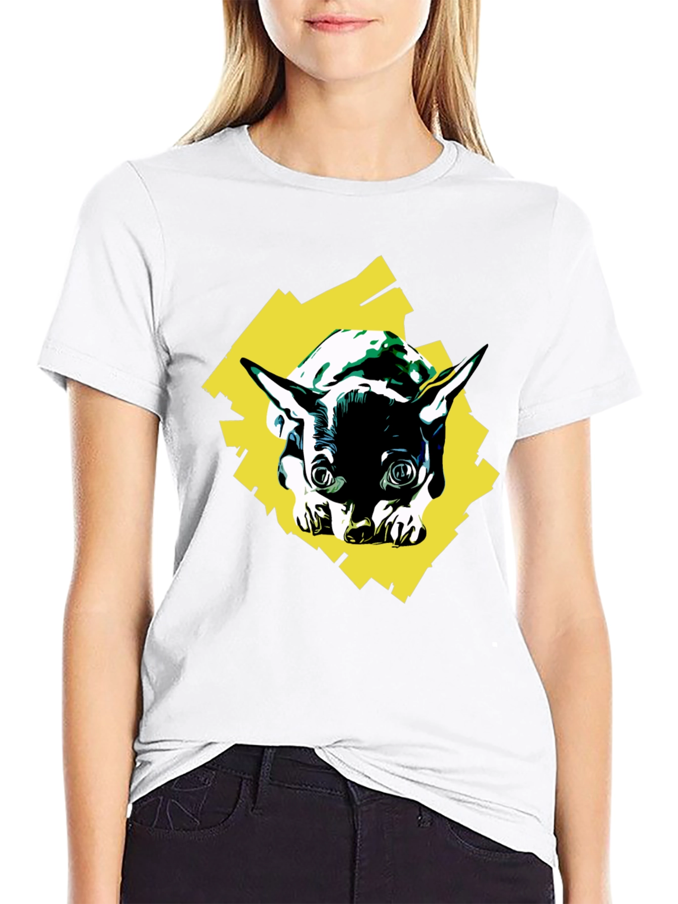 Dog Graphic Print Black T-Shirt
