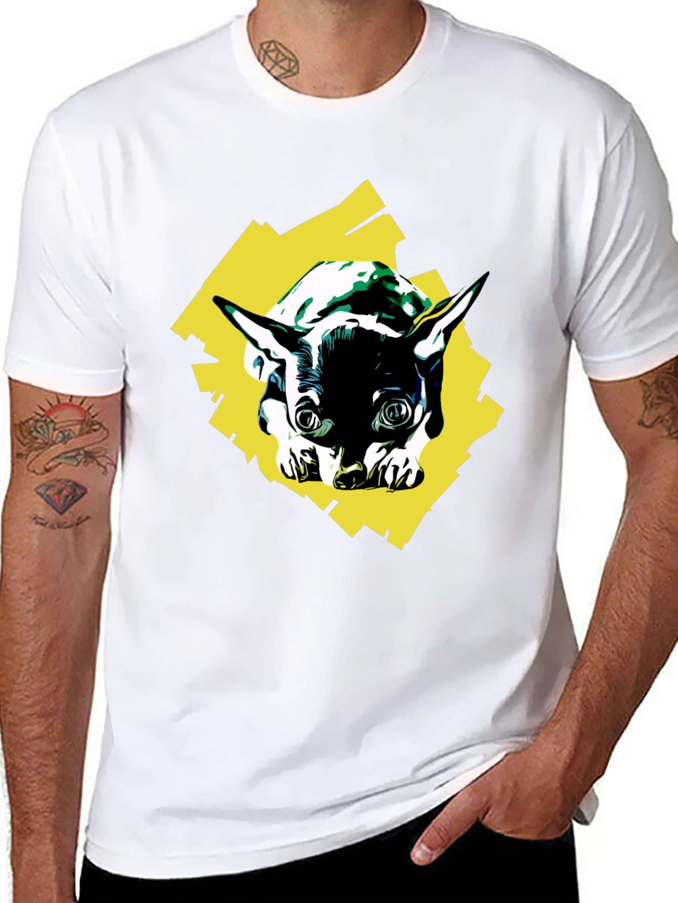 Dog Graphic Print Black T-Shirt