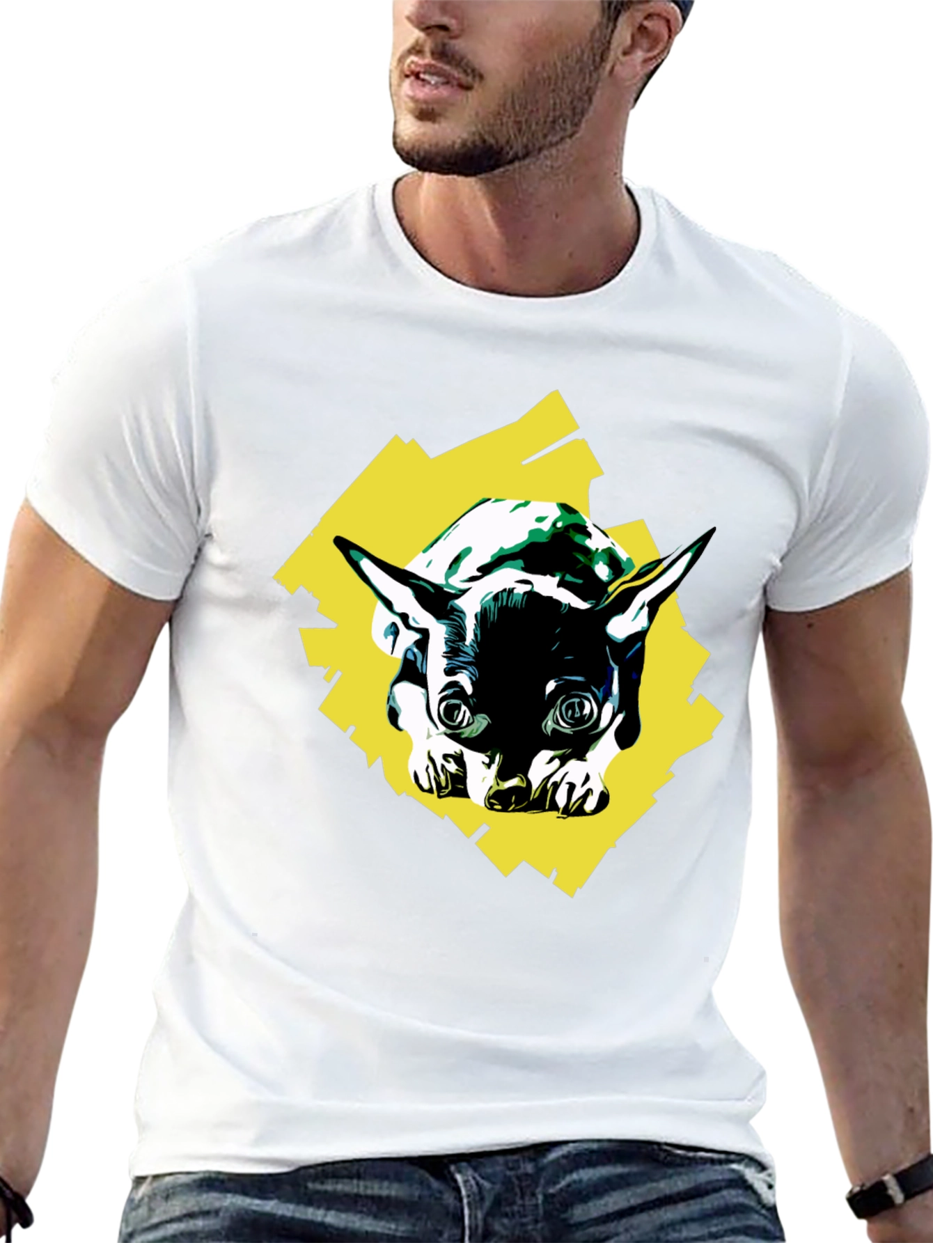 Dog Graphic Print Black T-Shirt