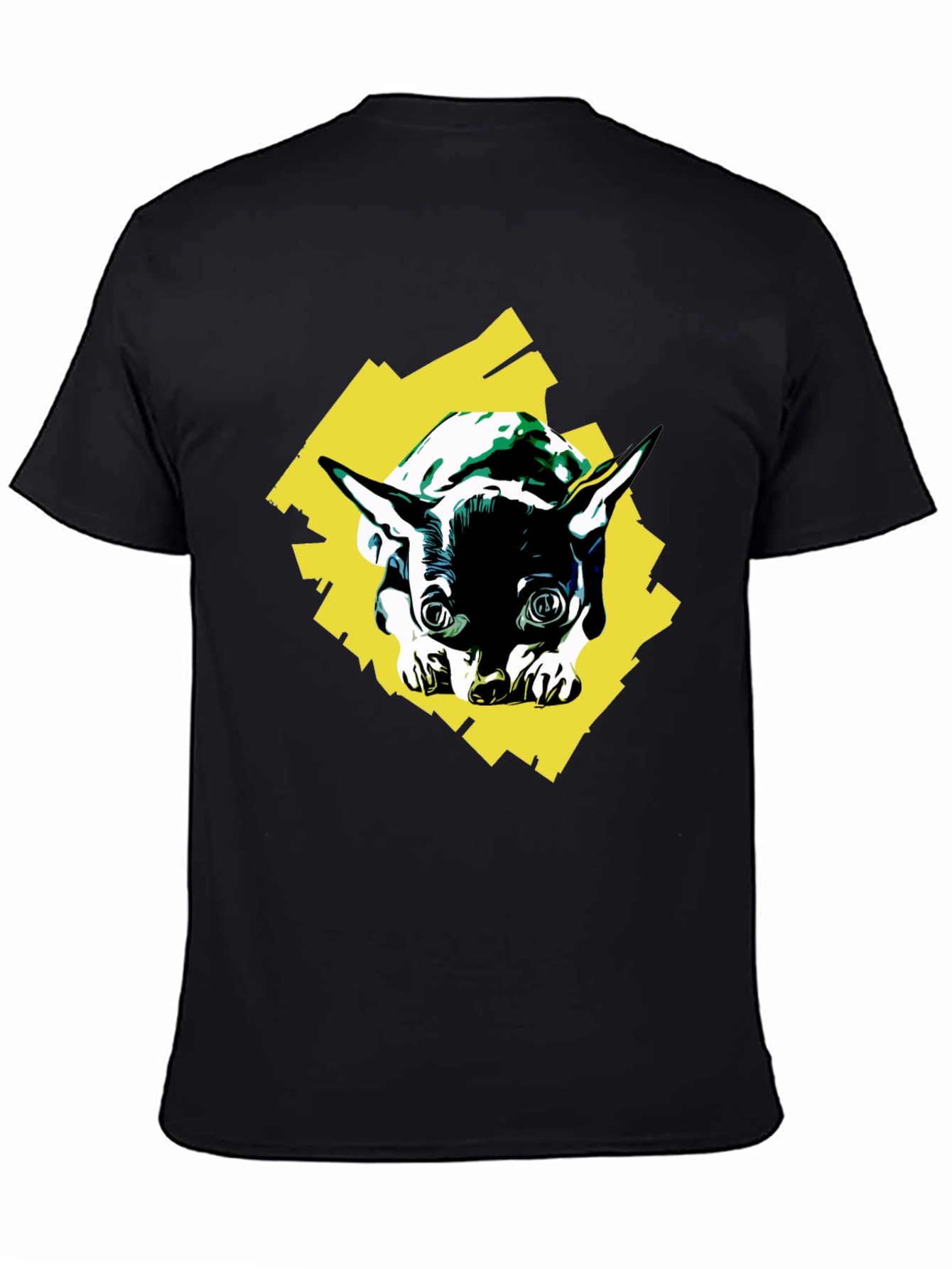 Dog Graphic Print Black T-Shirt