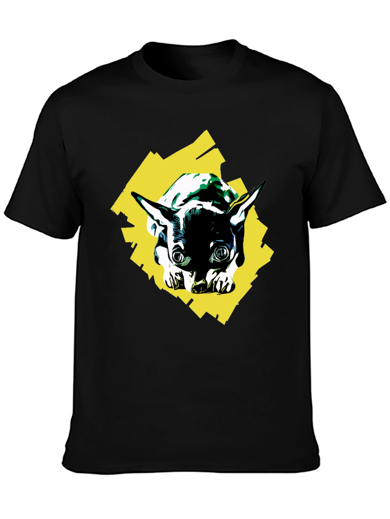 Dog Graphic Print Black T-Shirt