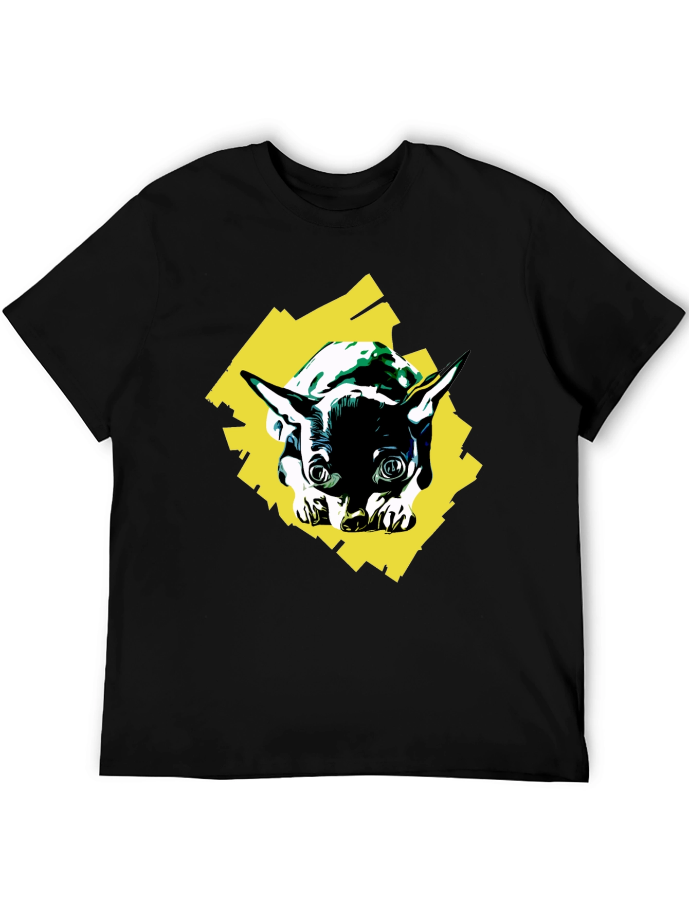 Dog Graphic Print Black T-Shirt