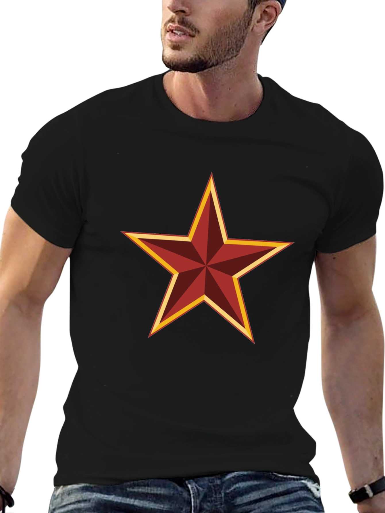 Red Star Graphic Black T-Shirt