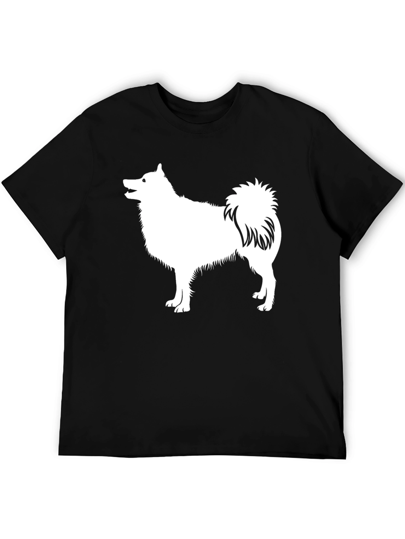 Dog Lover T-Shirt - Black with White Spitz Design