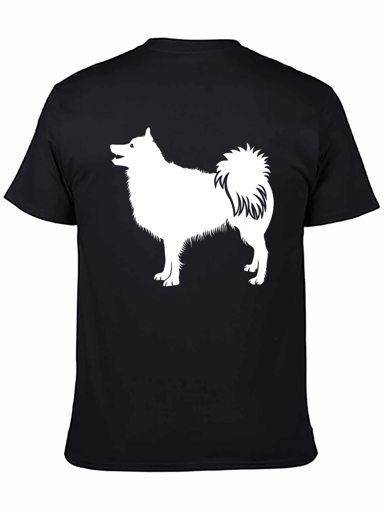 Dog Lover T-Shirt - Black with White Spitz Design
