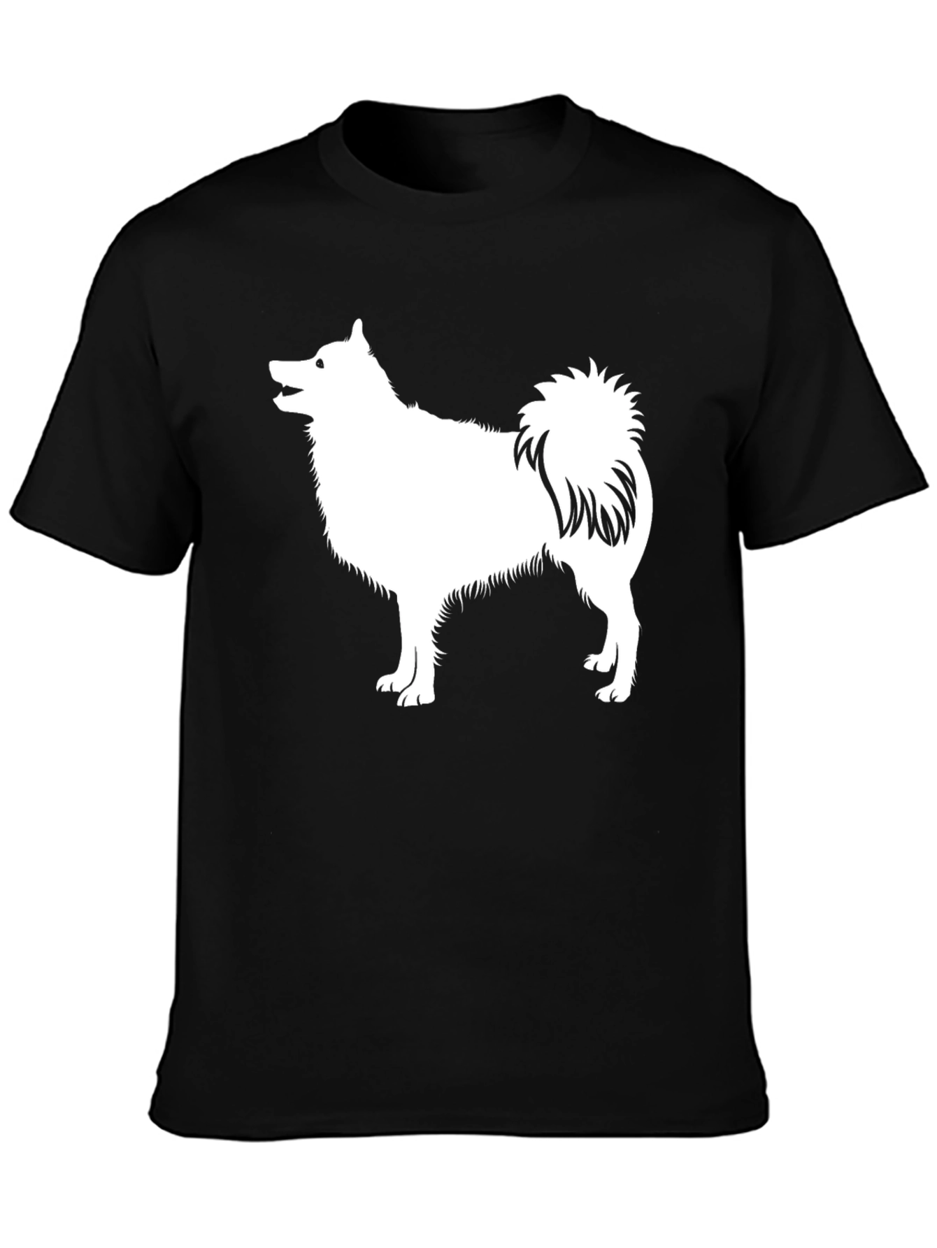 Dog Lover T-Shirt - Black with White Spitz Design