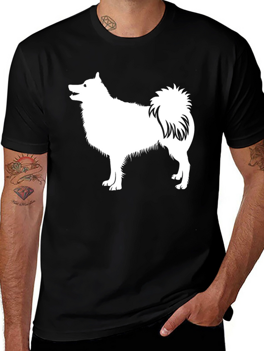 Dog Lover T-Shirt - Black with White Spitz Design