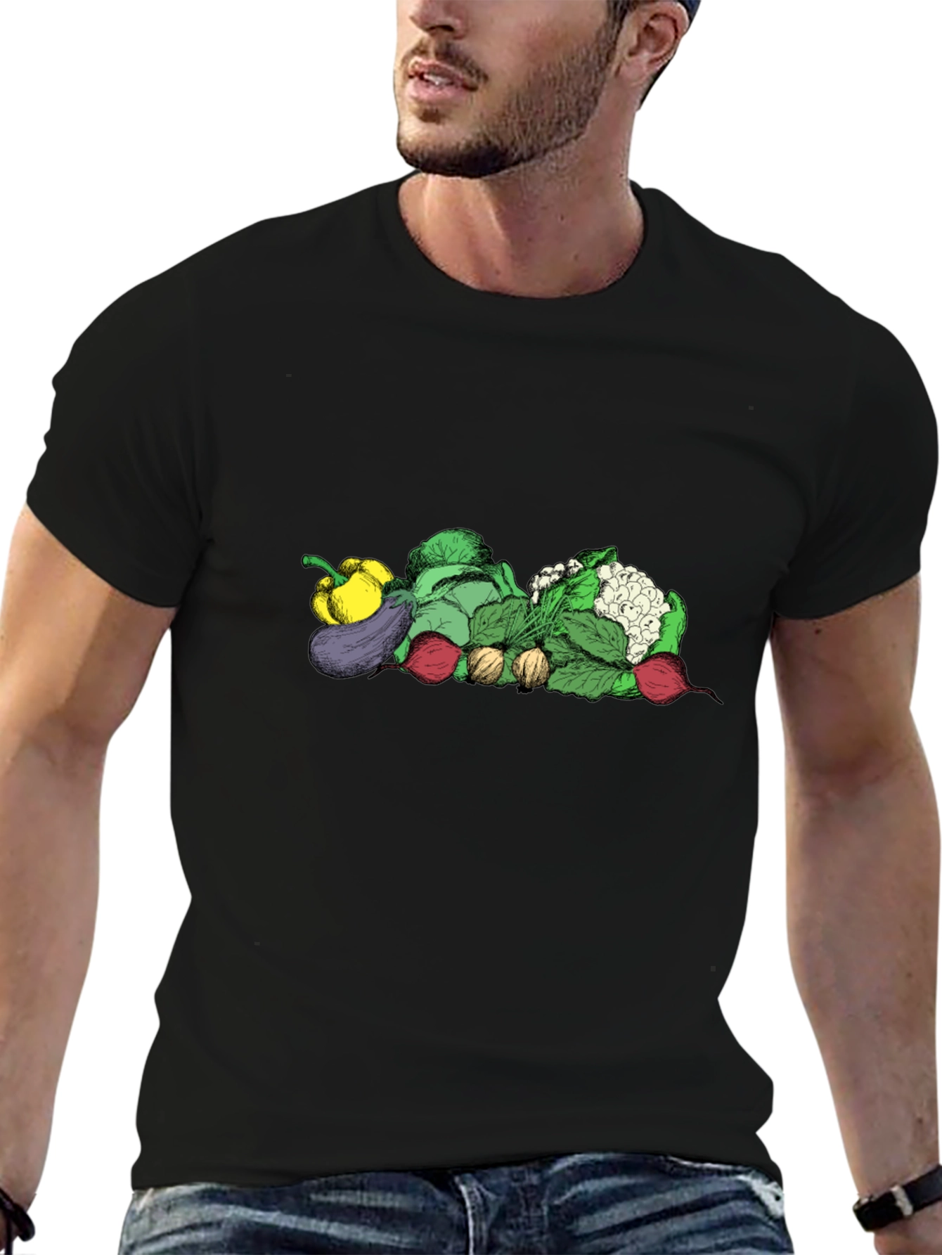 Vegetable Medley Graphic Tee - Black Unisex Shirt