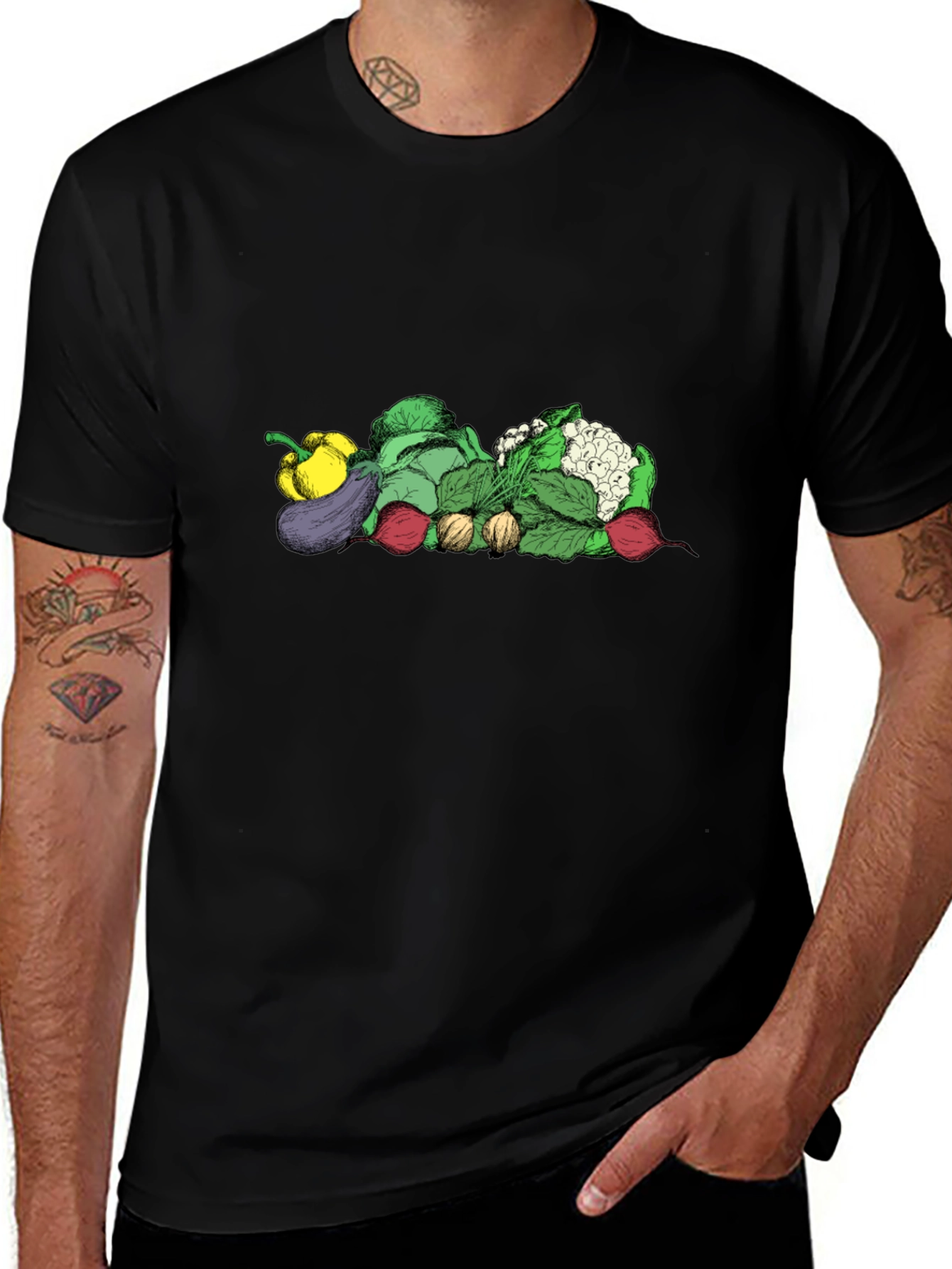 Vegetable Medley Graphic Tee - Black Unisex Shirt