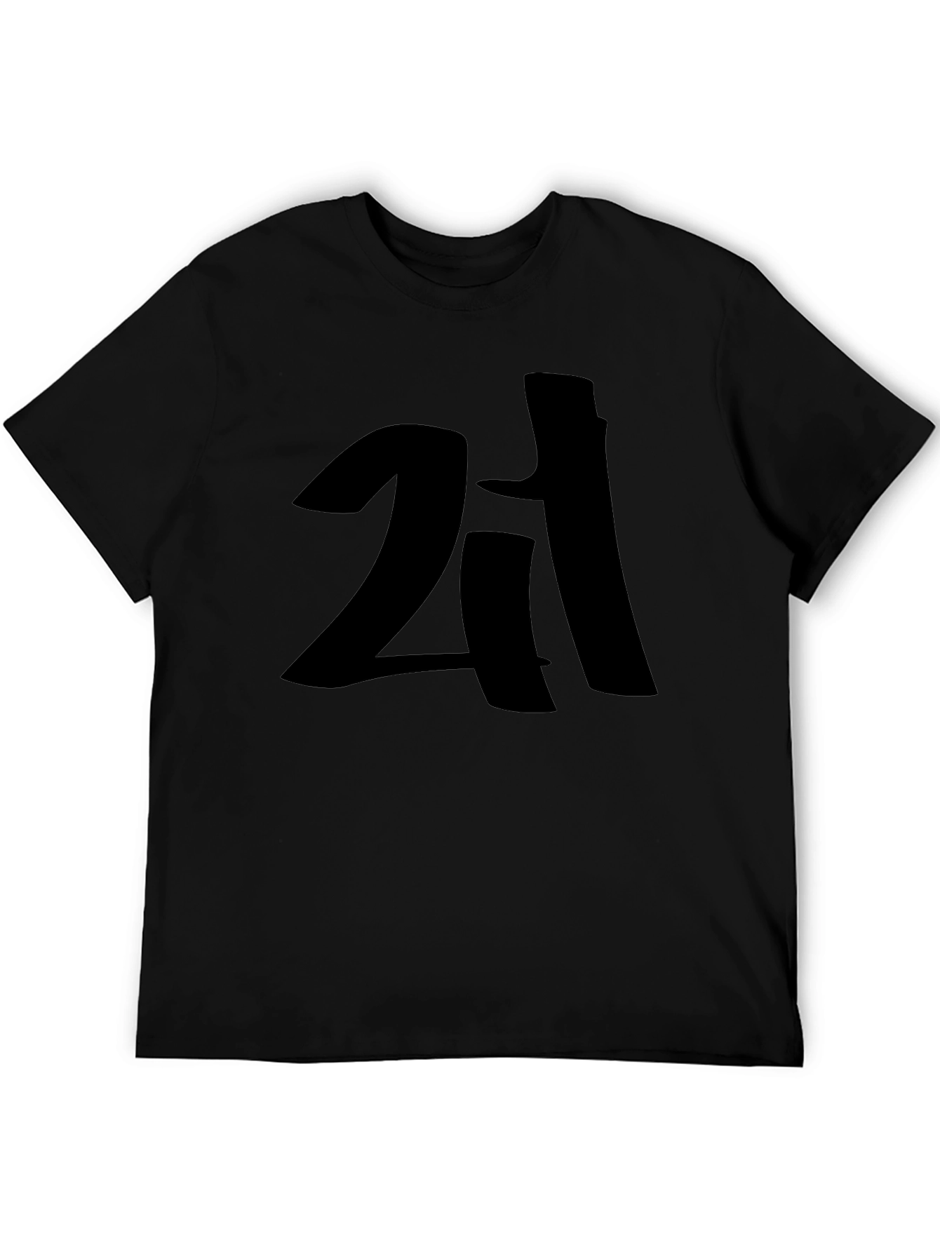 Mens Black Graphic T-Shirt - Bold Number Design
