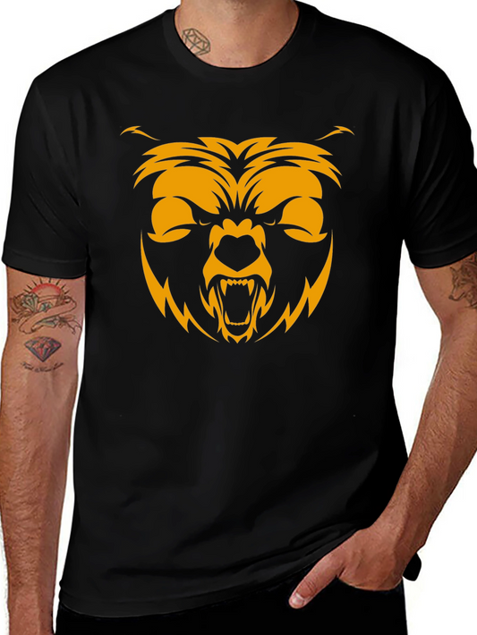 Mens Black T-Shirt with Bear Graphic