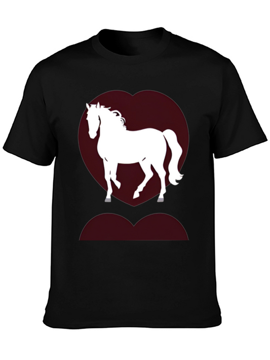 Horse Love Heart T-Shirt - Black