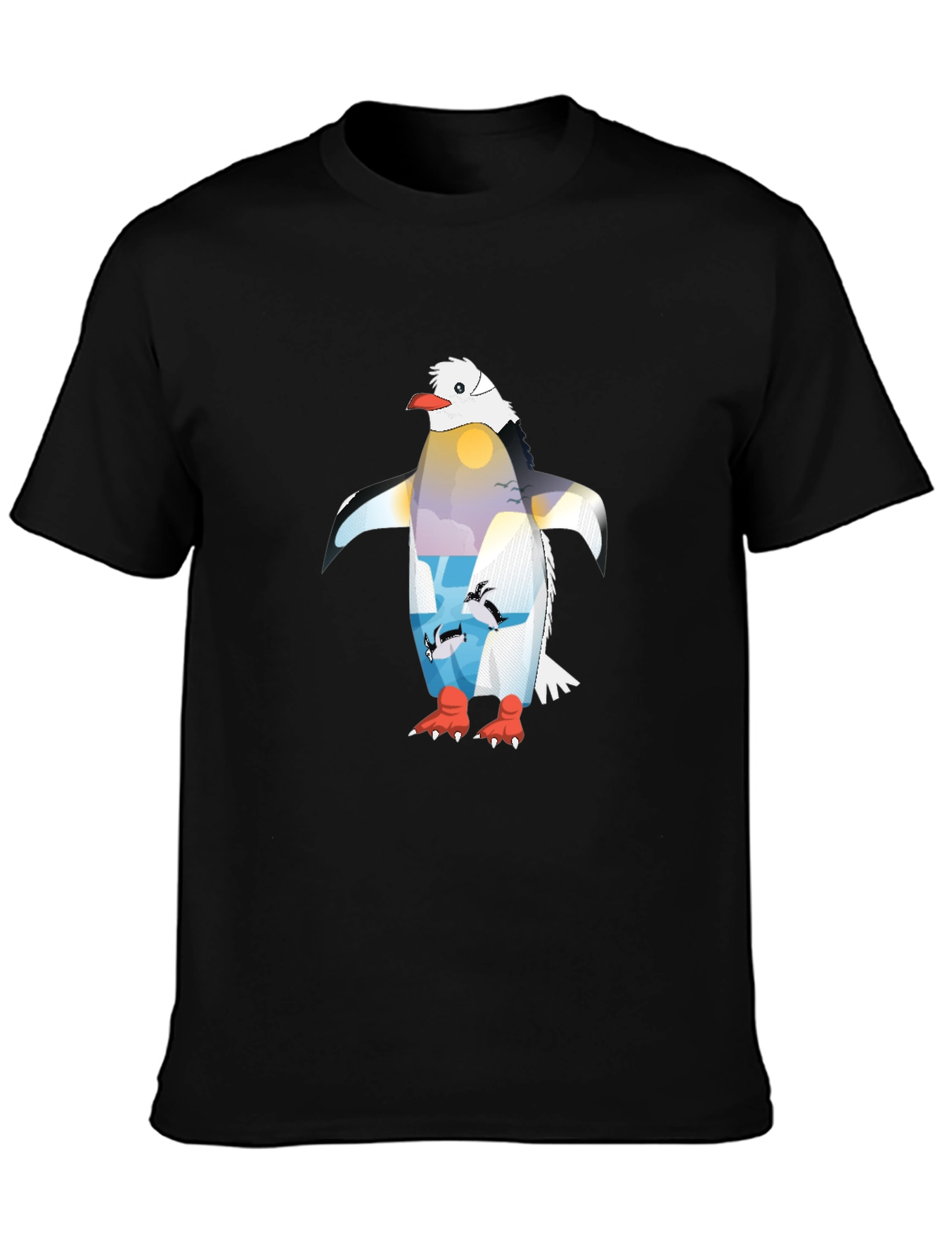 Penguin Sunset Graphic T-Shirt