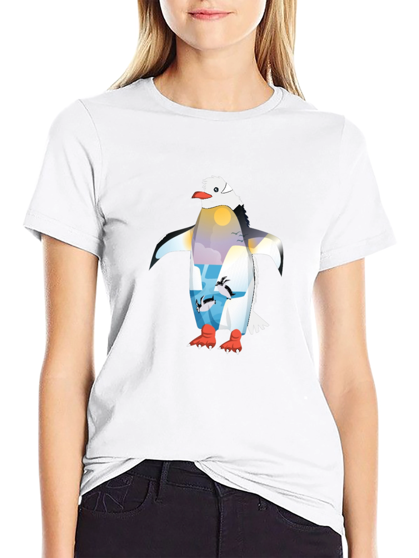 Penguin Sunset Graphic T-Shirt