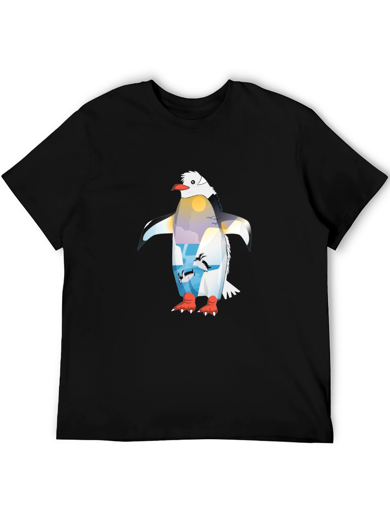 Penguin Sunset Graphic T-Shirt