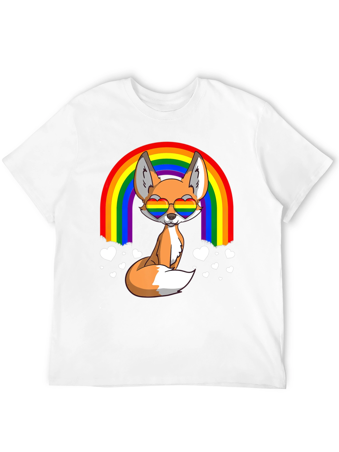 Rainbow Fox Heart Glasses Graphic Tee