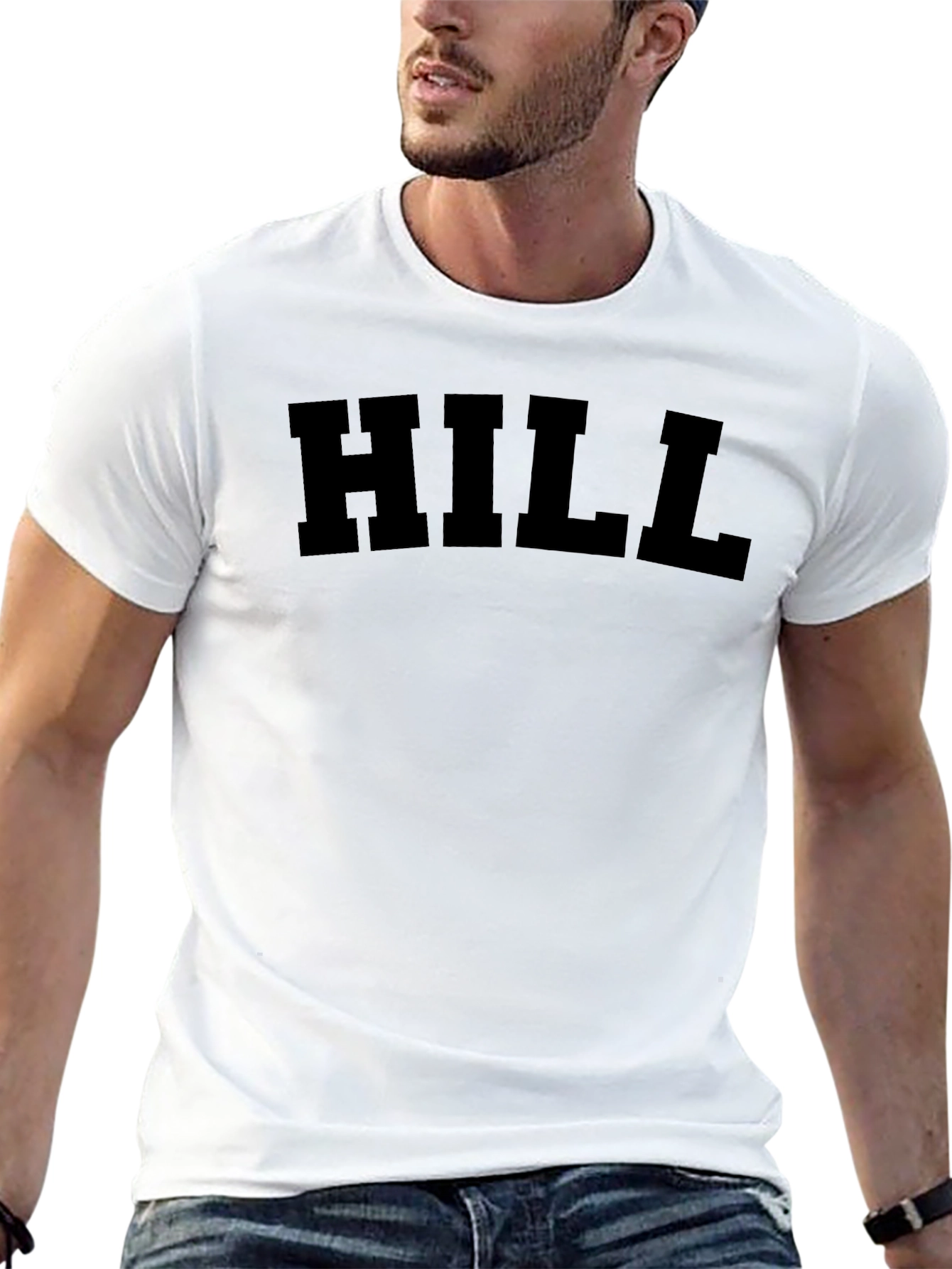 HILL Bold Text Graphic Black T-Shirt