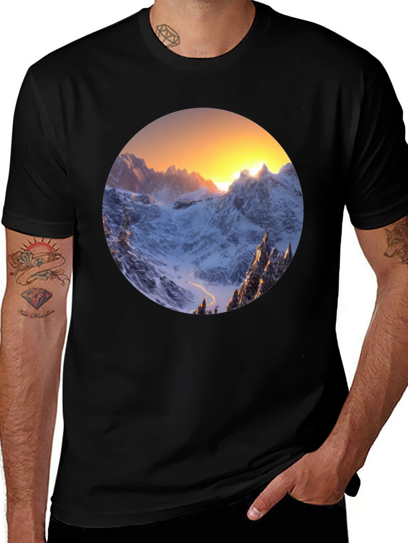 Mountain Vista Graphic Tee - Sunrise Peaks Design