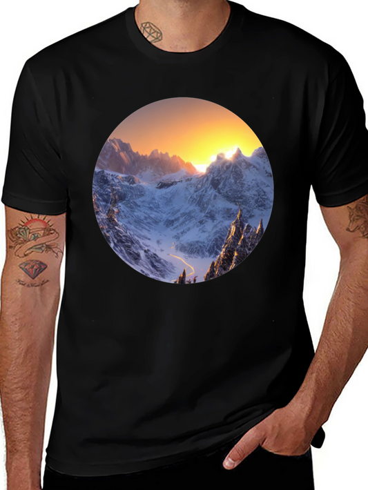 Mountain Vista Graphic Tee - Sunrise Peaks Design