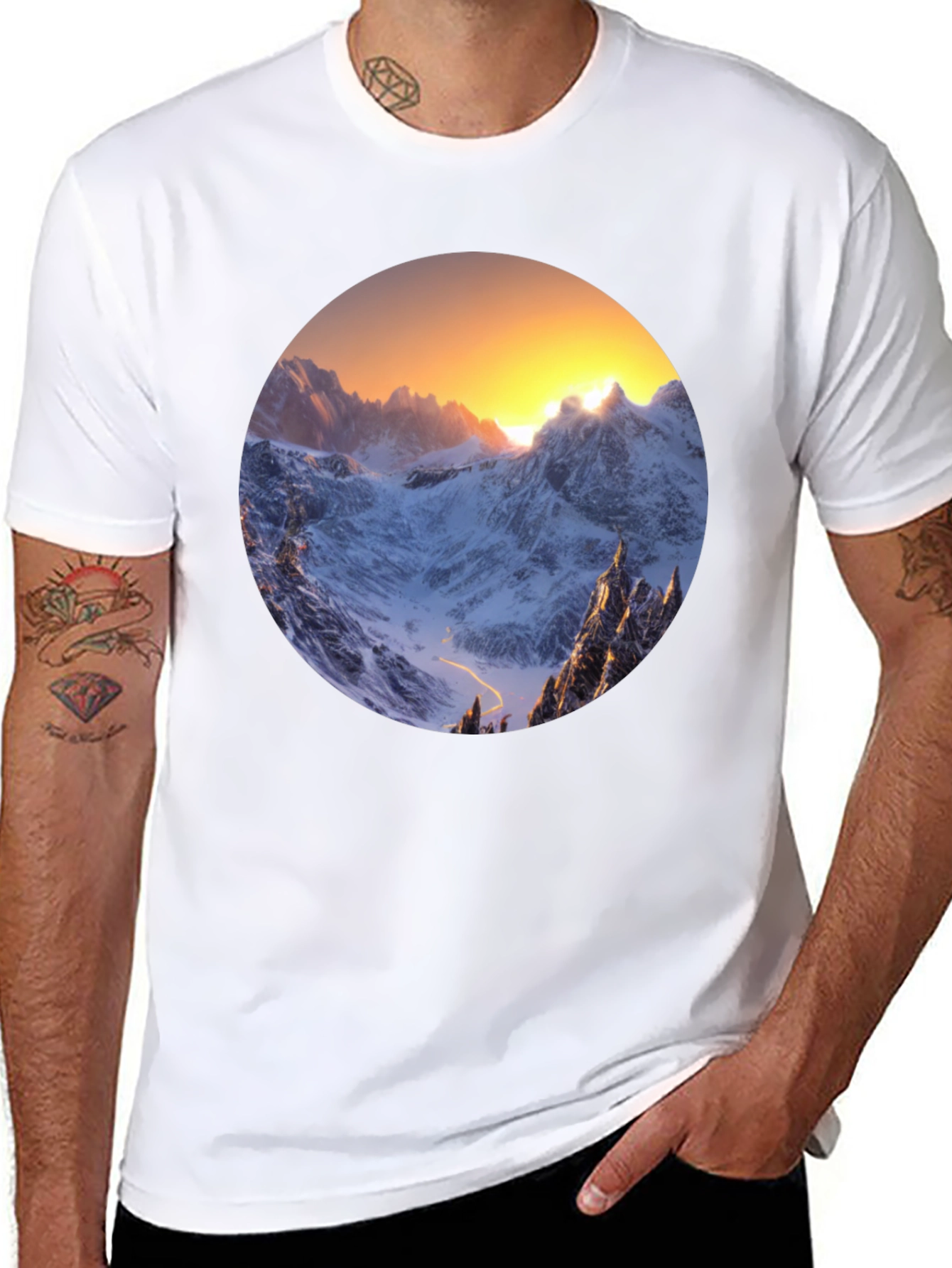 Mountain Vista Graphic Tee - Sunrise Peaks Design