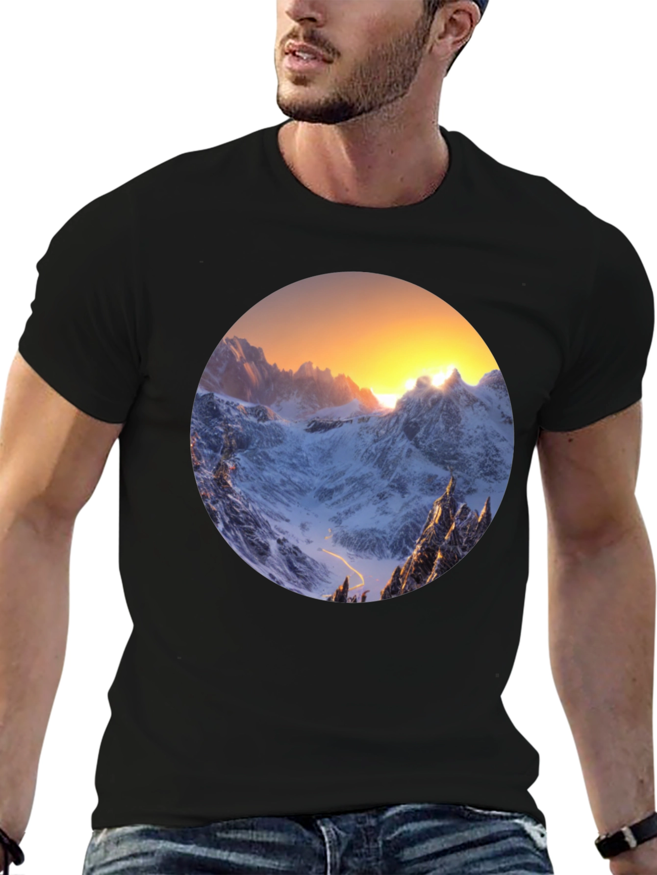 Mountain Vista Graphic Tee - Sunrise Peaks Design