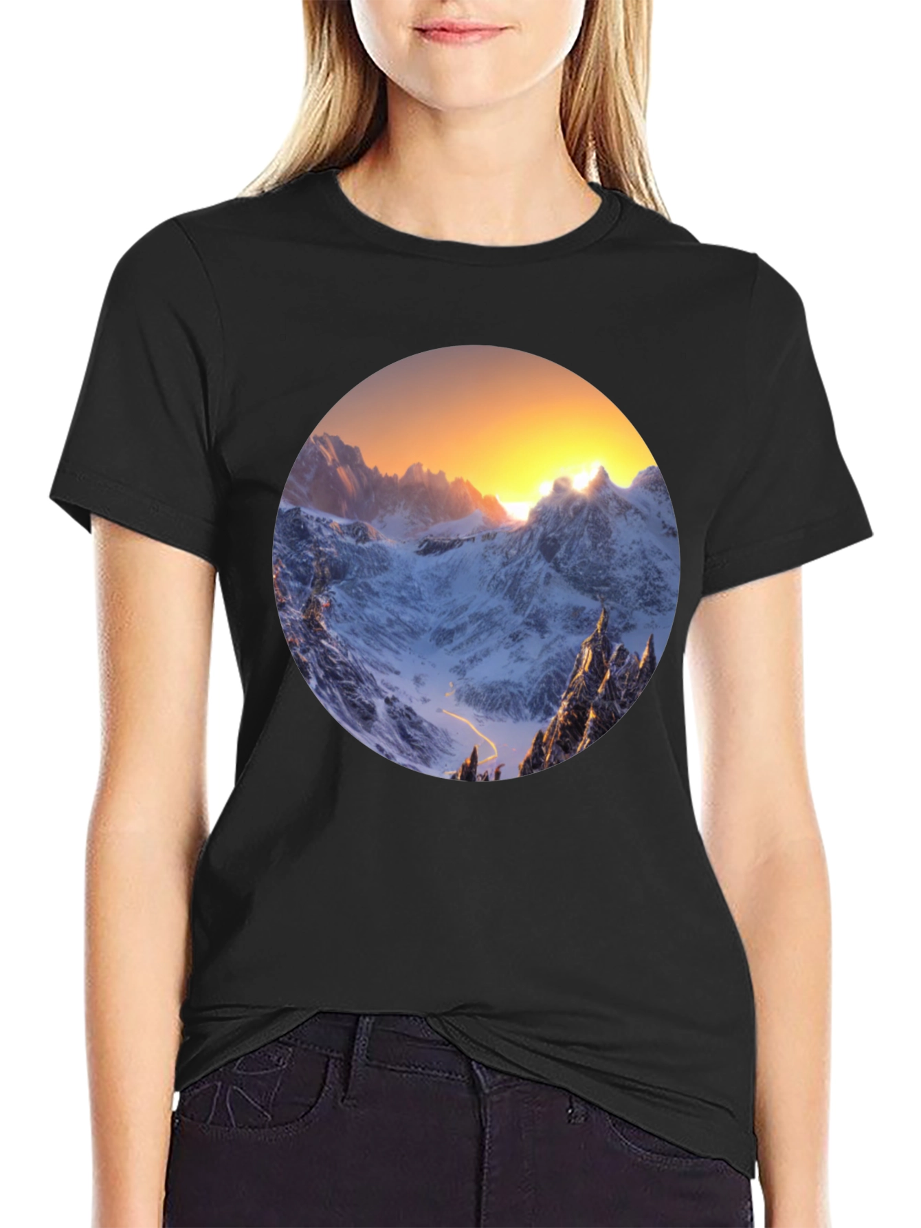 Mountain Vista Graphic Tee - Sunrise Peaks Design