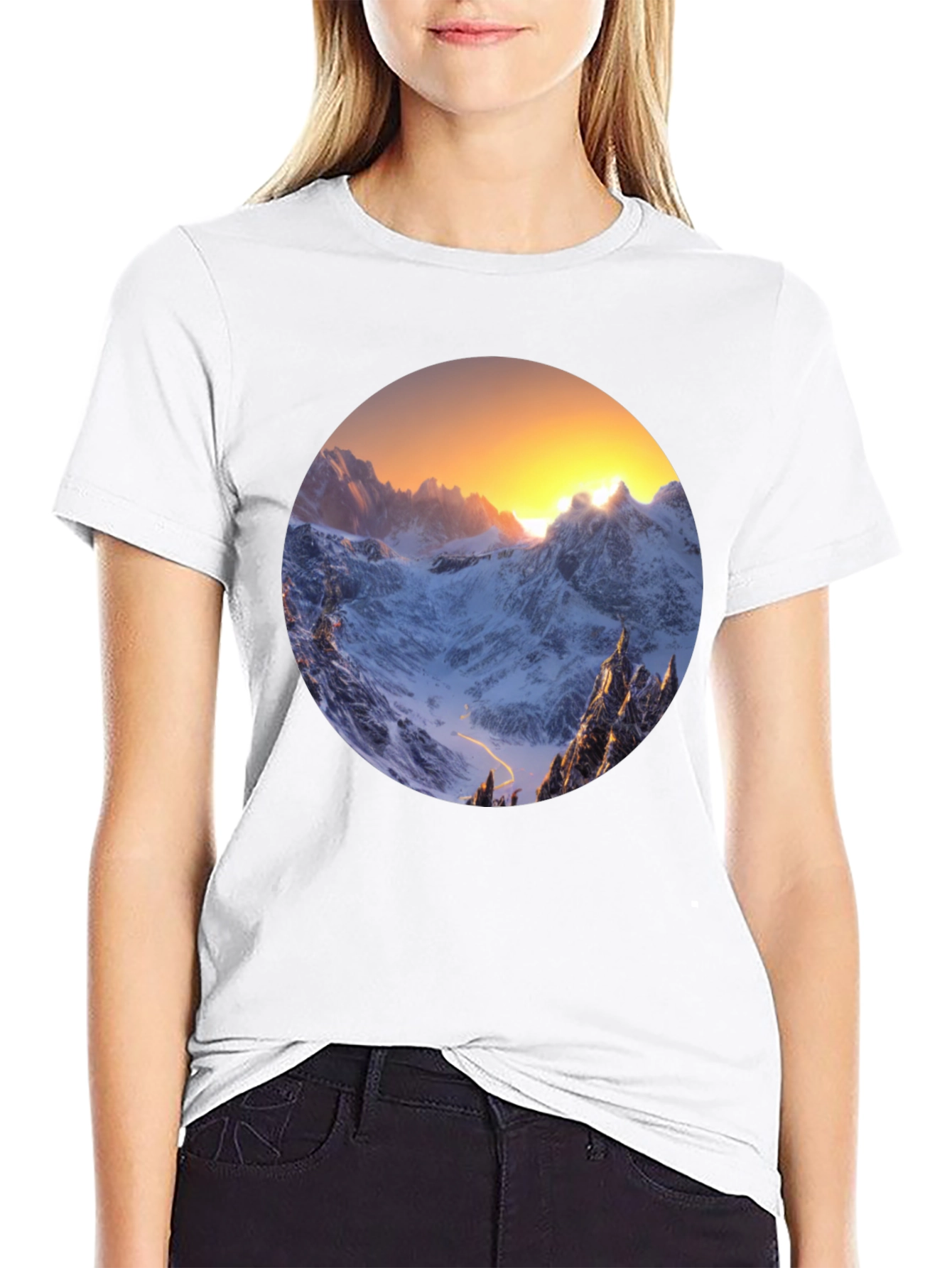 Mountain Vista Graphic Tee - Sunrise Peaks Design