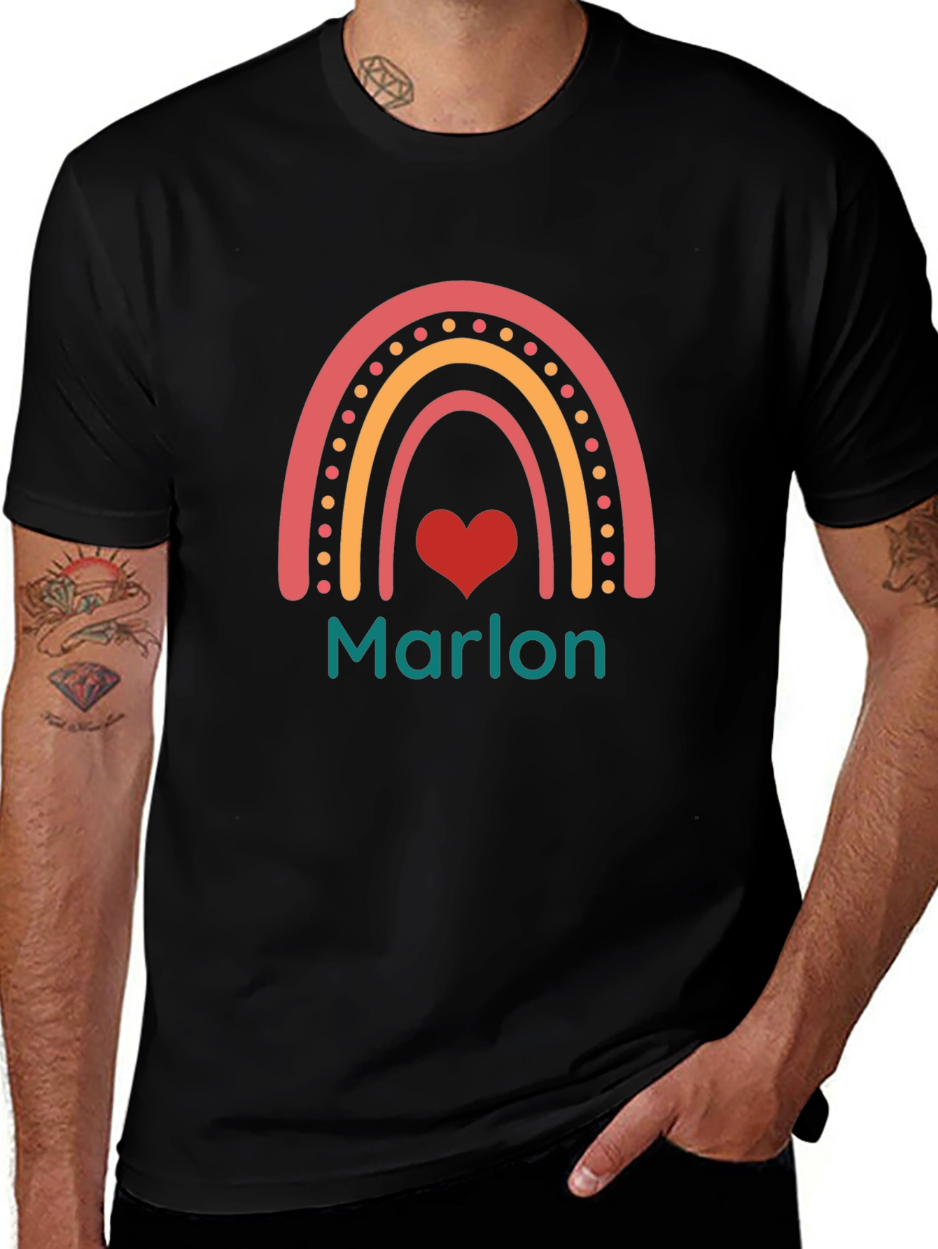 Personalized Rainbow Heart T-Shirt - Marlon