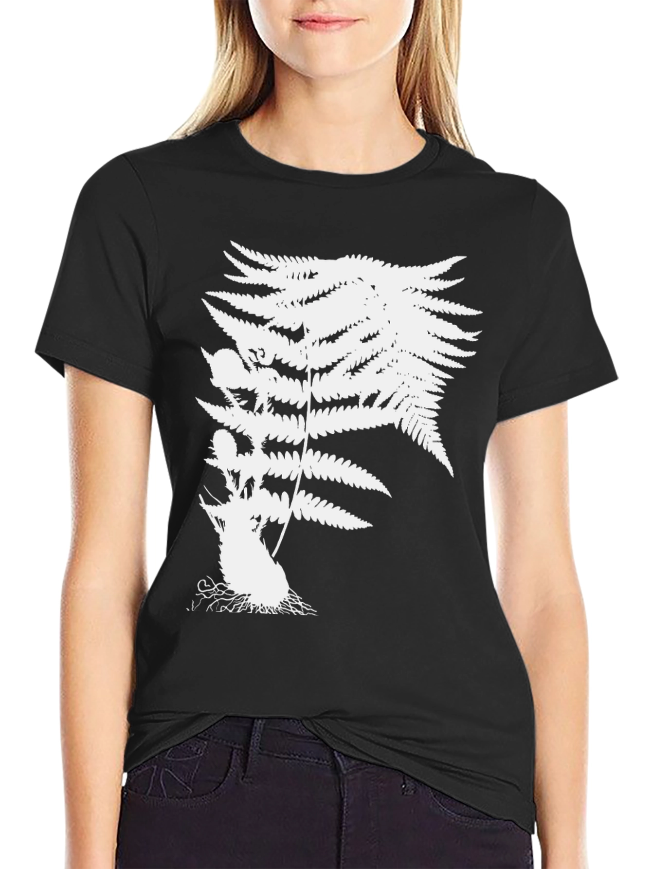 Botanical Fern Graphic T-Shirt - Black