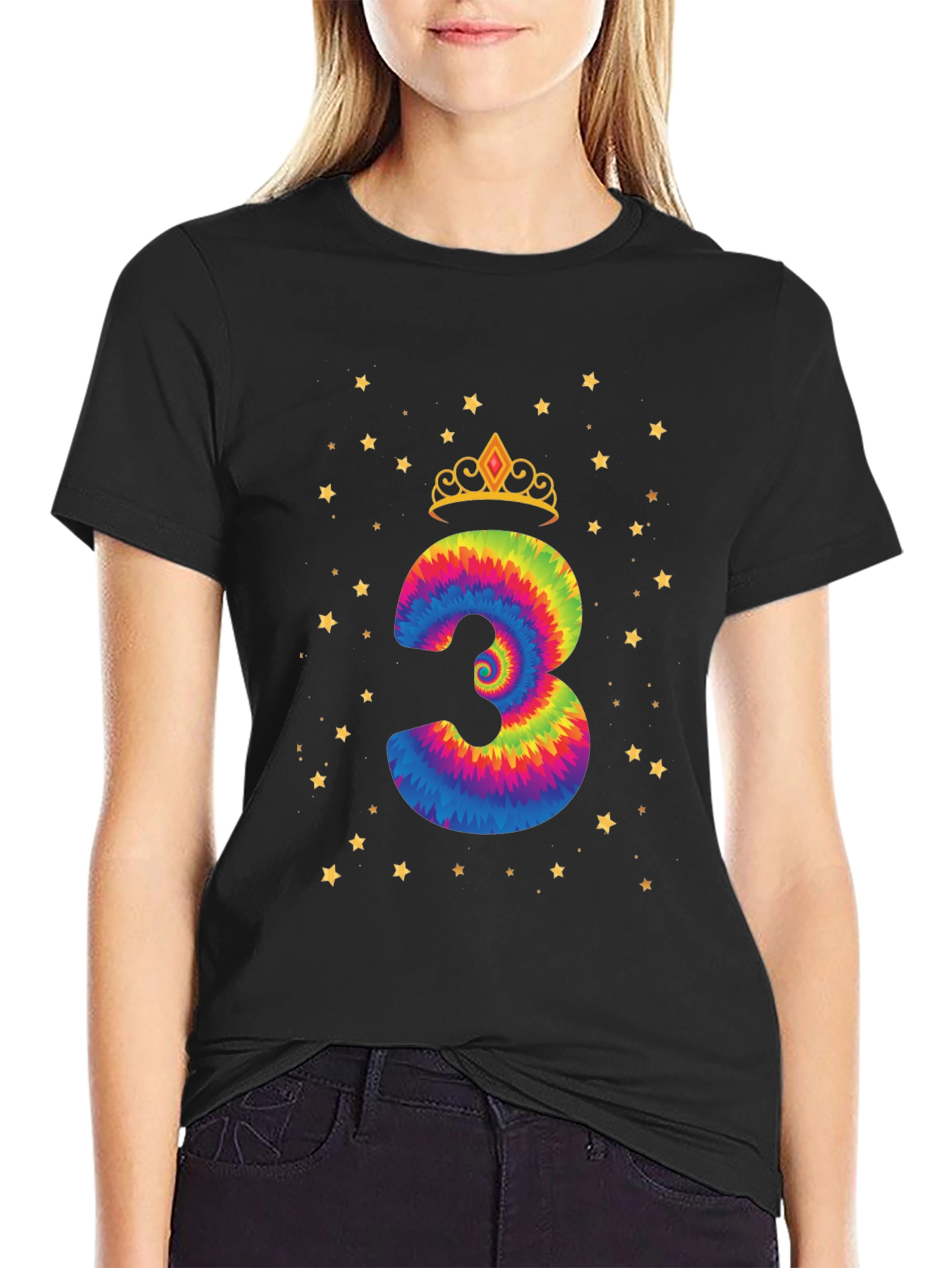 Birthday Girl Three Tie-Dye T-Shirt