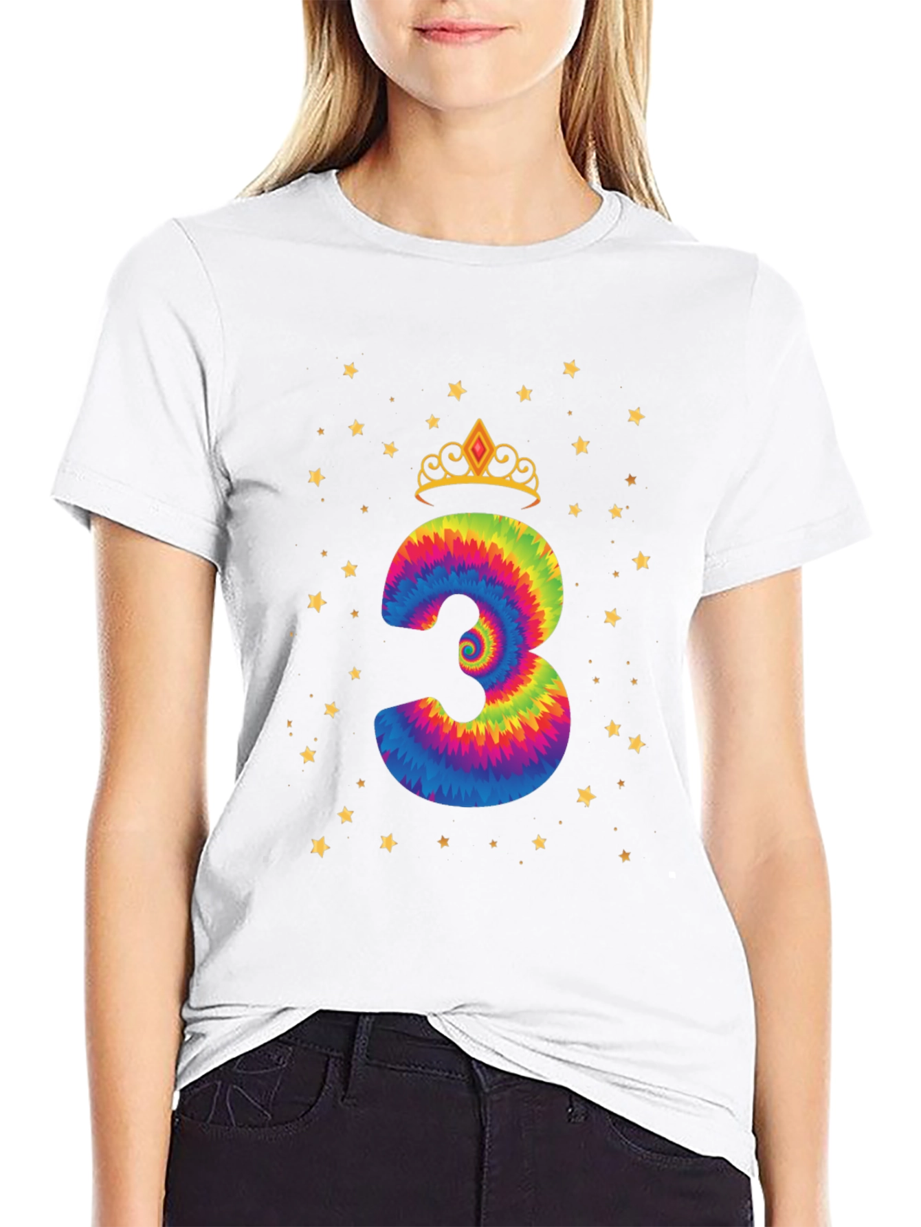 Birthday Girl Three Tie-Dye T-Shirt
