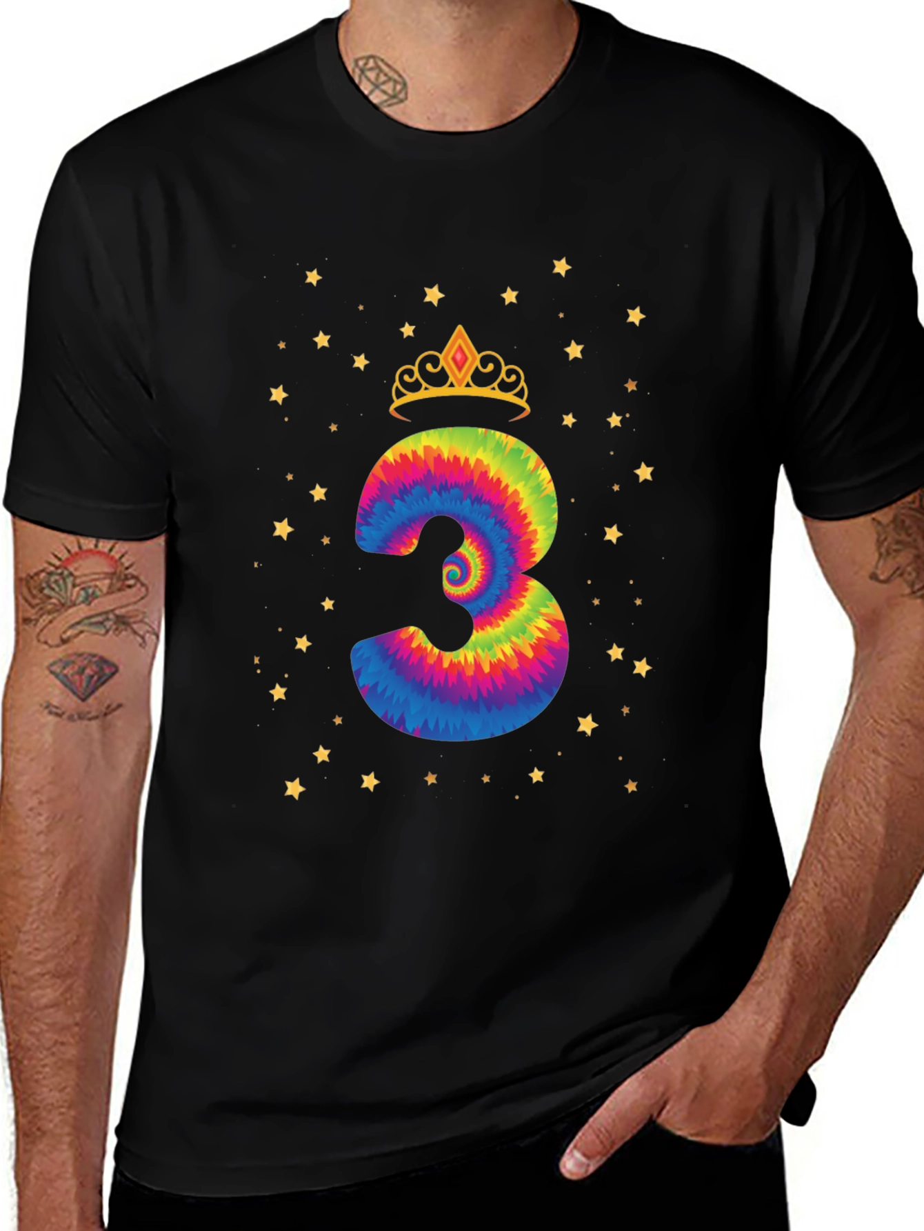 Birthday Girl Three Tie-Dye T-Shirt