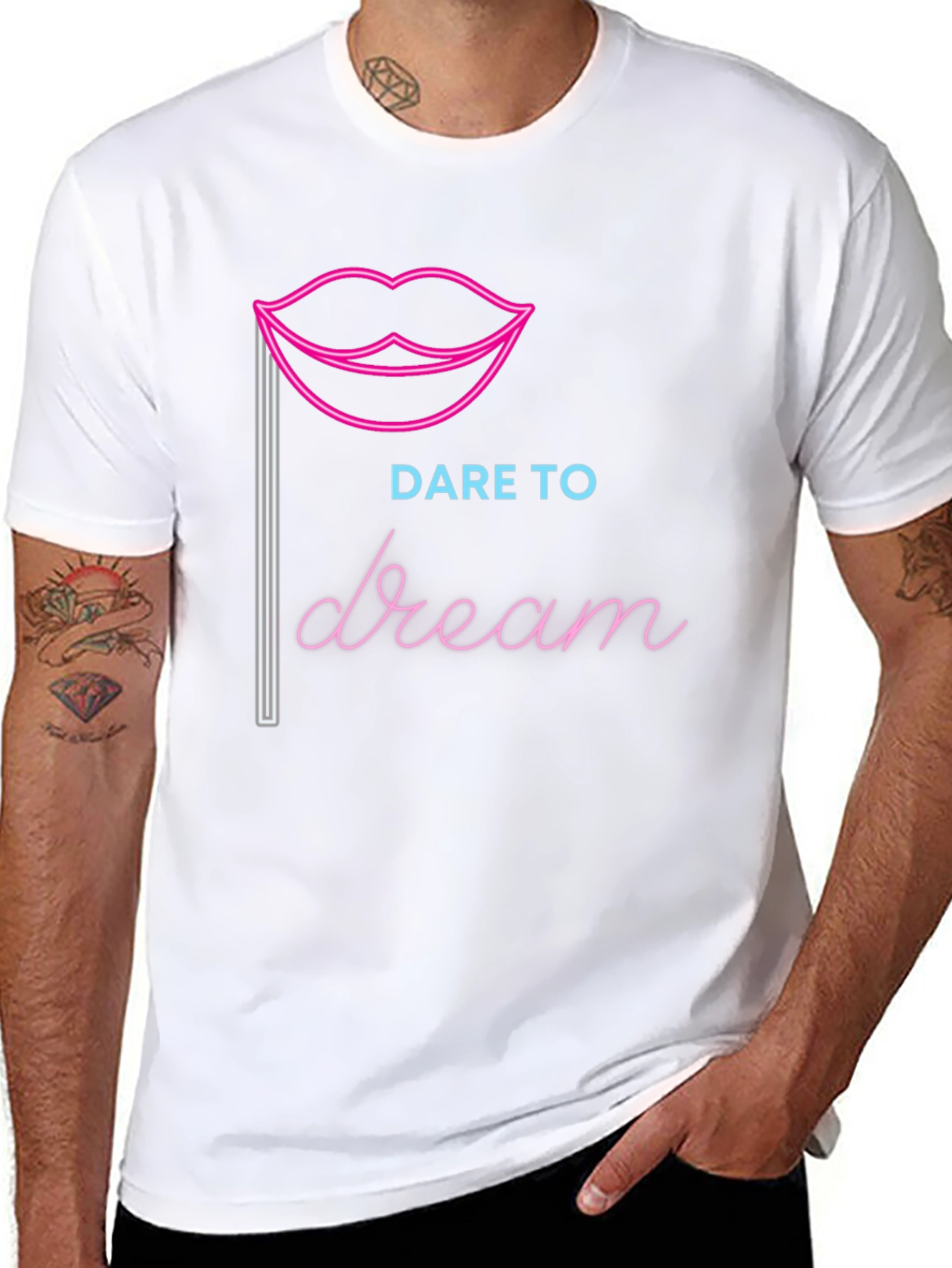 Dare to Dream Graphic Tee - Neon Lips Design