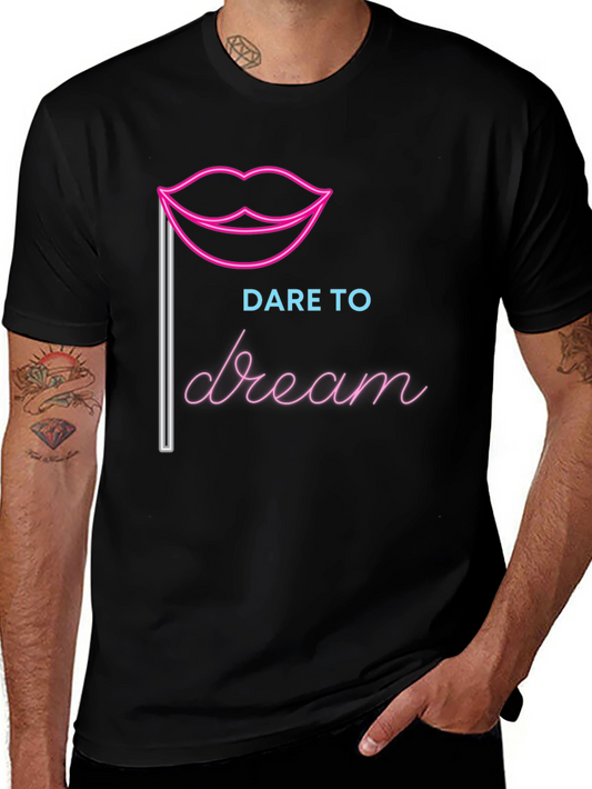 Dare to Dream Graphic Tee - Neon Lips Design